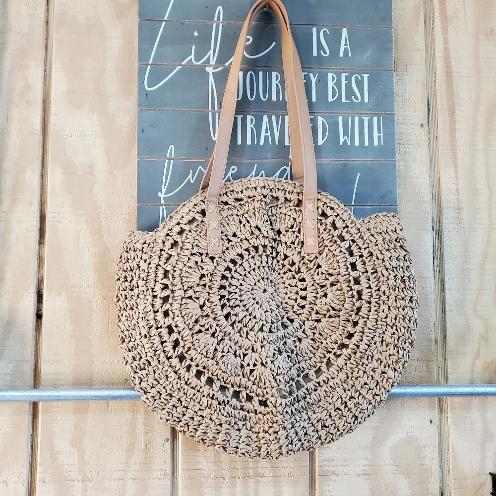 Straw Woven Tote Bag Double Handle